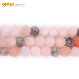 GEM-Inside Natural Round 8mm Matte Frosted Multicolor Moonstone Stone Gemstone Loose Beads for Jewellery Making 15''