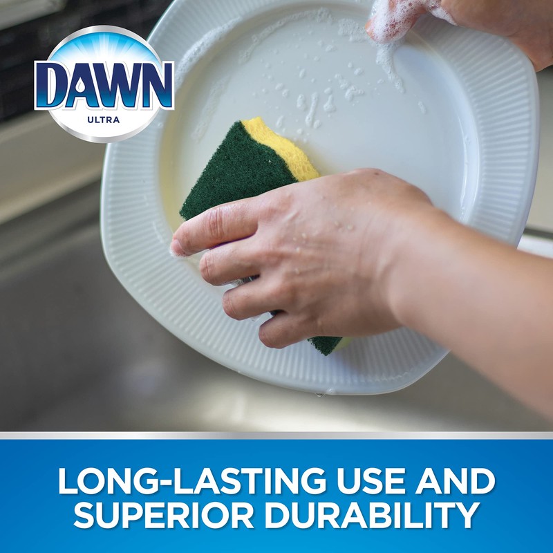 Dawn Heavy Duty Kitchen Dish Sponges, Green/Yellow (Pack of 3)