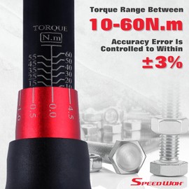 SPEEDWOX 3/8-Inch Drive Click Torque Wrench 72-Tooth Bicycle Torque Wrench Dual-direction Torque Wrenches 72-Tooth Dual Range Scales Torque Wrench with Quick Release Head 10-60 Nm for Bike Motorcycle