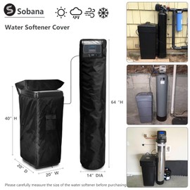 Sobana Water Softener Cover,Outdoor Insulated Water Softener Tank Cover with Top Transparent PVC Window + Brine Tank Cover with Split Zipper Opening - Prevent Sweating (Black)