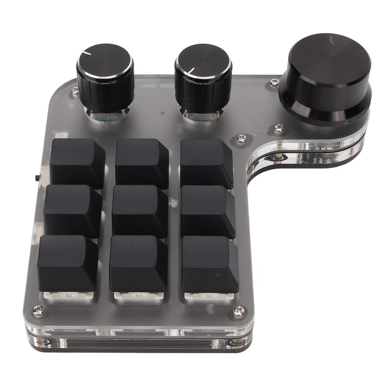 Programmable Macro Keyboard 9 Keys 3 Knobs USB Bluetooth Connection