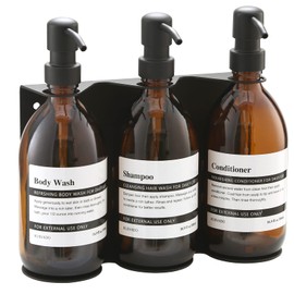 KUSVADO Wall Mount Soap Dispenser Holder with Adjustable Tray, 304 Stainless Steel Rustproof Shower Dispenser Holder for Refillable Bottles (Triple)