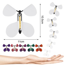 XLSXEXCL 30 Pcs Flying Butterfly Toy, White Flying Butterflies Wind Up Flying Butterfly DIY Butterfly Wings Painted Cards Surprise Gift for Valentine's Day Birthday Wedding Graduation (White)