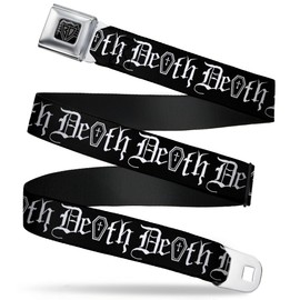 Buckle Down - Cinturón, Hombres, Death W/Coffin Old English Black/White, 1.0" Wide, 20-36" Long