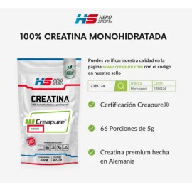 Hero Sport Creatina Creapure 330g Polvo Pouch 66 Servs