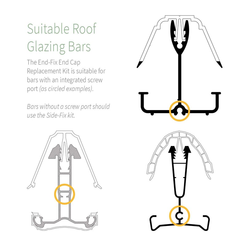 5 x Conservatory Roof End Plate Aluminium Stop Slipped Polycarbonate