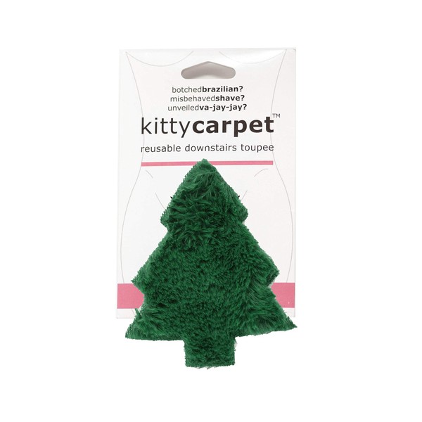 FUN delivery Kitty Carpet Reusable Downstairs Toupee Merkin Wig, Funny Gag Gift for Women (Christmas Tree Hugger Green)