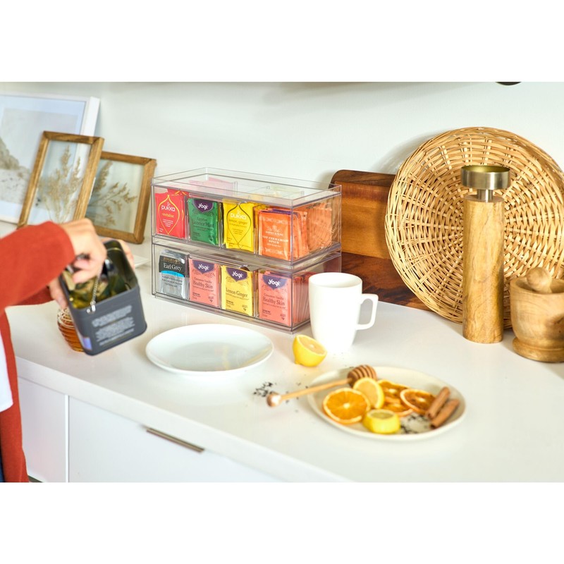 iDesign Crisp BPA-Free Plastic Stackable Tea Bag Organizer for Kitchen