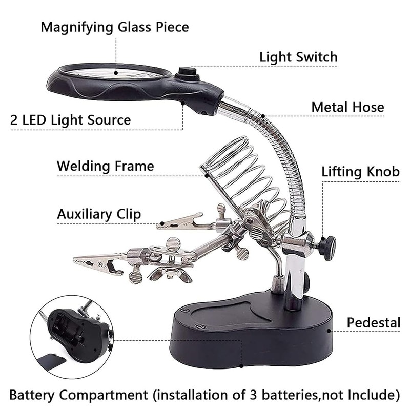 AIMALL LED Magnifier Soldering Iron Stand, Third Hand Helping Station