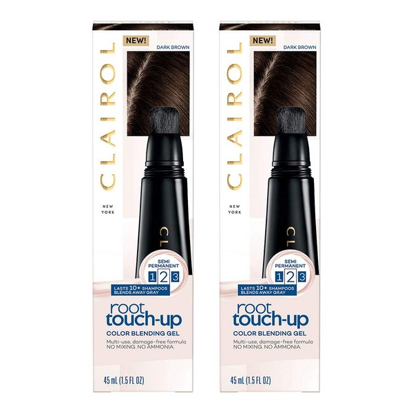 Clairol Root Touch-Up Semi-Permanent Hair Color Blending Gel, 4 Dark Brown, Pack of 2