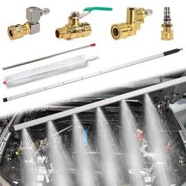 39'' Radiator Cleaning Wand for Pressure Washer - 4500 PSI Radiator Flush & Cleaner Tool with 25° Fan Nozzle, Cleaning Brush & Two 1/4'' Quick Couplers - Stainless Steel Power Washer Wand for Car/Home