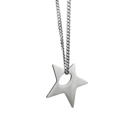 POYAMUSE Silver Star Pendant Necklace Y2K Trendy Jewelry for Women and Men, Creative Star Choker Necklace for Punk Accessories - Star&Hole