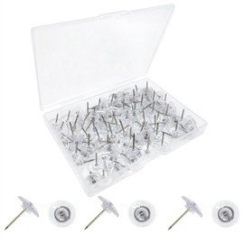 100 Pieces Clear Push Pins Thumb Tacks Transparent Head Cork Board Flat Pushpins Steel Point Bulletin Board Tacks for Wall Hangings Cork Board Maps Posters Photos Pinboard with Box