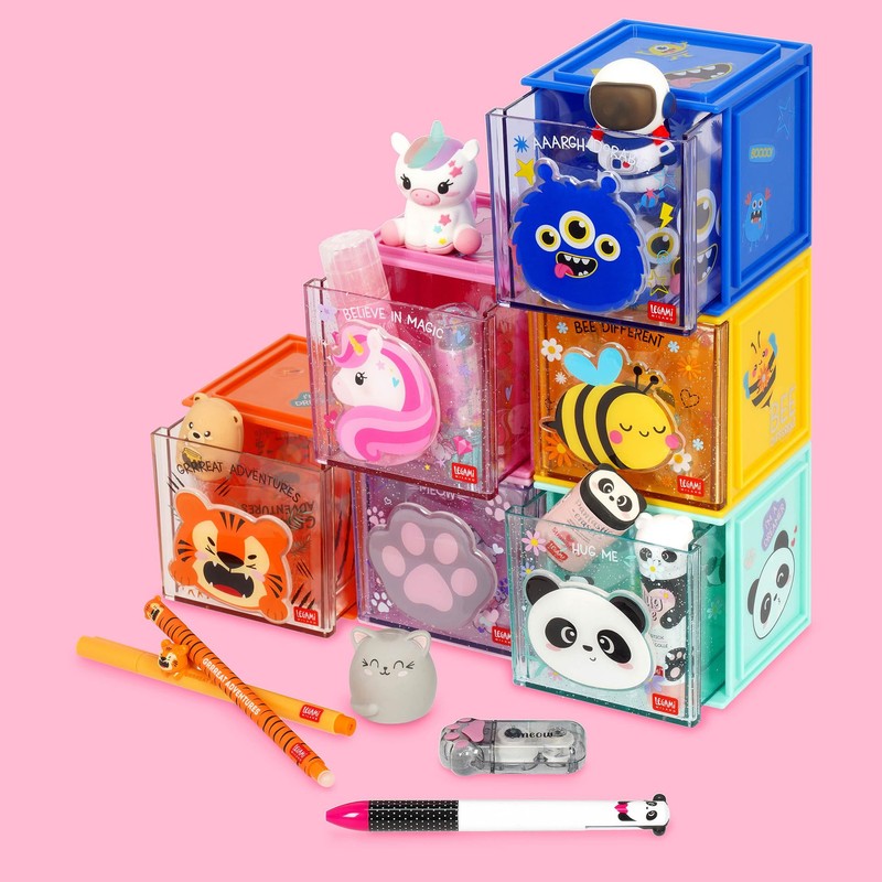 LEGAMI - Cutie Cubes Modular Desk Box, Monster, Desk Organiser,