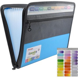 Carpeta Organizadora De Documentos, Carpeta De Archivos Expandible, Folder Expandible Con Etiquetas Adhesivas De 13 Bolsillos, Para Documentos, Facturas, Recibos, Escuela, Oficina (Azul)