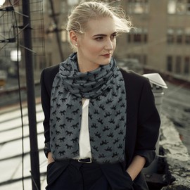 E-Clover Womens Fashion Scarfs Horse Print Scarf Lightweight Wrap Turban Travel Blanket Shawl for Fall Winter Horse Gifts Gray