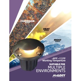 MALORY Low Voltage Landscape Well Lights,（5‘’H 12V Brass Top Cover Outdoor In Ground Lights,Landscape Lighting for Pathway, Driveway and Garden (One-Direction Turret, 1-Pack with Bulb)