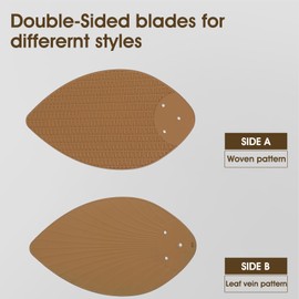 PHORUS 52" Palm Leaf Ceiling Fans with lights, Outdoor Tropical Island Ceiling Fans with Remote for Patios Living Room, Dimmable, 6 Speeds, Reversible, Light Brown