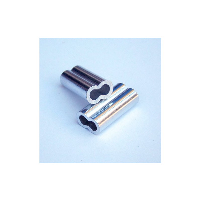 Aluminum Double Barrel Crimp Sleeves 2.0mm x 18mm - 100