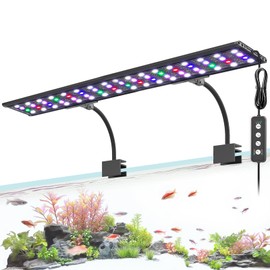 AQQA LED Aquarium Light, 24/7 Mode Clip on Fish Tank Light with Memory Function, DIY Mode Full Spectrum Aquarium Plant Light, Adjustable Timer/Brightness, IP68 Waterproof for 48-55 Inch Fish Tank 45W