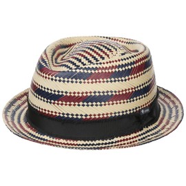 Lipodo Berdasco Pork Pie Straw Hat Women/Men - Made in Italy Sun Beach with Grosgrain Band Summer Spring-Summer - M (56-57 cm) Nature