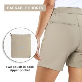 33,000ft Women's Hiking Shorts Quick Dry 5" Cargo Shorts Stretch Lightweight Summer UPF50+ Shorts for Golf, Camping, Traveling, Running Brown 10