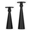 2 Piece Matte Black Metal Taper Candlesticks Retro Modern Hourglass
