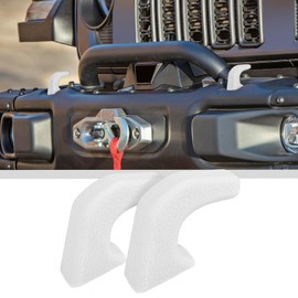JWWY Bumper Tow Hook Covers Tow Trailer Hitch Receiver Cover Towing Hitch Rubber Sleeve Protector Cover Trim Fit for 2007-2025+Jeep Wrangler JL Gladiator JT 4XE JK Exterior Accessories 2pcs White