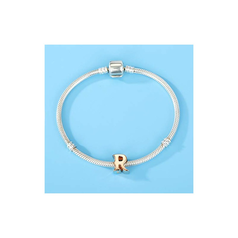 Rose Gold Letter Charms Solid Sterling Silver Initial A-Z Alphabet