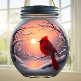 Unbranded 1 Piece 2D Acrylic Cardinal Bird Light Catcher Garden Decoration