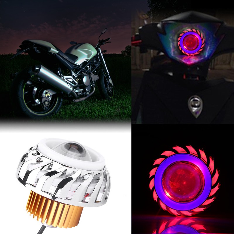 Motorcycle LED Headlight Projector Lens Dual Angel Devil Eye Head