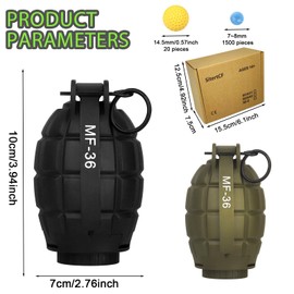 Tactical Toy Hand Grenade Bomb for Nerf CS Battle Game,2Pcs Fun Impact Pull Ring Fall Resistant Refillable Grenade Toy with 20 Foam Ammo for Outdoor Sport 14+