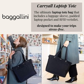 Baggallini Carryall Laptop Tote - Medium 12x19 Inch Travel Crossbody Shoulder Bag