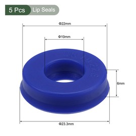 YOKIVE 5 Pcs UN Radial Shaft Seals, Industry PU Oil Seals for Hydraulic Cylinders (Blue, 10-mm ID x 22-mm OD 6-mm Width)