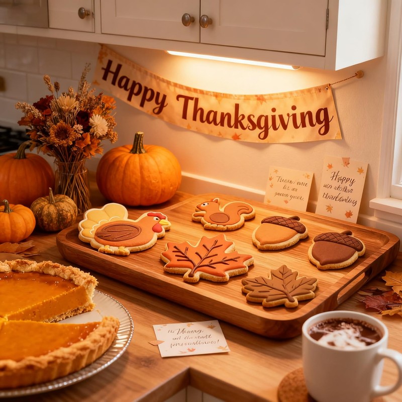 Fall Thanksgiving Cookie Cutters Set 7Pcs - Large Turkey, Pumpkin,