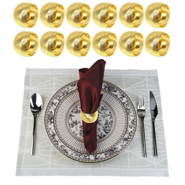 Serviettenringe Gold, 12 Stück Serviettenringe aus Metall, Serviettenschnallen für Tischdekoration, Valentinstag, Ostern, Hochzeit, Weihnachten Abendessen Party (Gold)