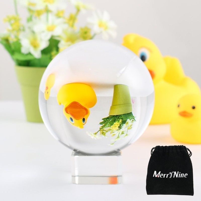 MerryNine クリスタルボール 撮影 60mm 無色透明 水晶玉 クリスタル台座付き 拭き取り布 風水グッズ インテリア