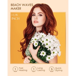 WEEYUM 1 1/4 Inch Ceramic Tourmaline Hair Curling Iron, Long Barrel Curling Wand, Double Voltage(100-240V)