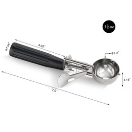 New Star Foodservice 34882 Squeeze Ice Cream Scoop, Stainless Steel, 1.25-Oz, Size 30, Black