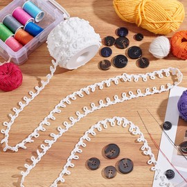 PH PandaHall Cinta trenzada con ojales de 20 yardas con trabillas de botón, 14 mm, corsé, botón trenzado, cordón elástico blanco, ojal de encaje para disfraces, manualidades, costura, boda, decoración de vestido de novia