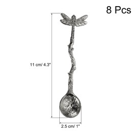 sourcing map 8pcs Retro Dragonfly Spoon, 4.3 Inch Coffee Spoon, Stirring Spoon, Tea Spoon, Dessert Spoon, Curve Handle Spoon Kitchen Gadget, Black