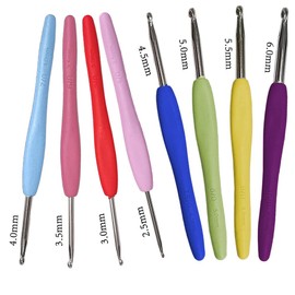 8Pcs Crochet Hooks 2.5-6.0mm Color Handles Aluminum Head for Beginners and Experienced Crochet Lovers,for Knitting Gloves Sweaters and Hats (A)