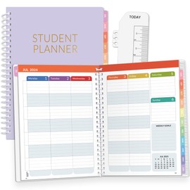 Student Planner 2024-2025, SUNEE Academic Weekly & Monthly Planner, Jul. 2024 - Jun. 2025, 6.5"×8.3" Middle & High School Planner, Weekly Lesson Planner with Week's Goals,Bookmark,Monthly Tabs, Purple