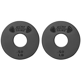 Micro Gainz Standard 1-Inch Center Hole Weight Plates, Set of 2 Black Fractional Plates Choose Set (.25LB-1.25LB), Designed for Standard 1-inch Barbells & Dumbbells, Made In USA (.50 lb)