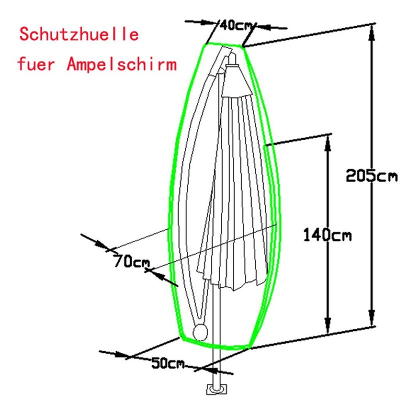 Loywe Protective Cover for Parasol, Garden Parasol, Diameter 4 m,