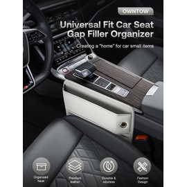 Premium Leather Car Seat Gap Filler Organizer (0.2”-1.2" Gaps), Clever Gifts for Car SUV Truck Owners (Beige, 1 Pack)
