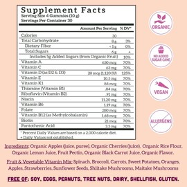 Llama Naturals Llama Naturals Womens Multivitamin Gummy | Real Fruit, No Added Sugar Cane | Whole Food Vitamin Gummies | Organic, Vegan, Chewable | 120 ct | 30 Day Supply | Cherry