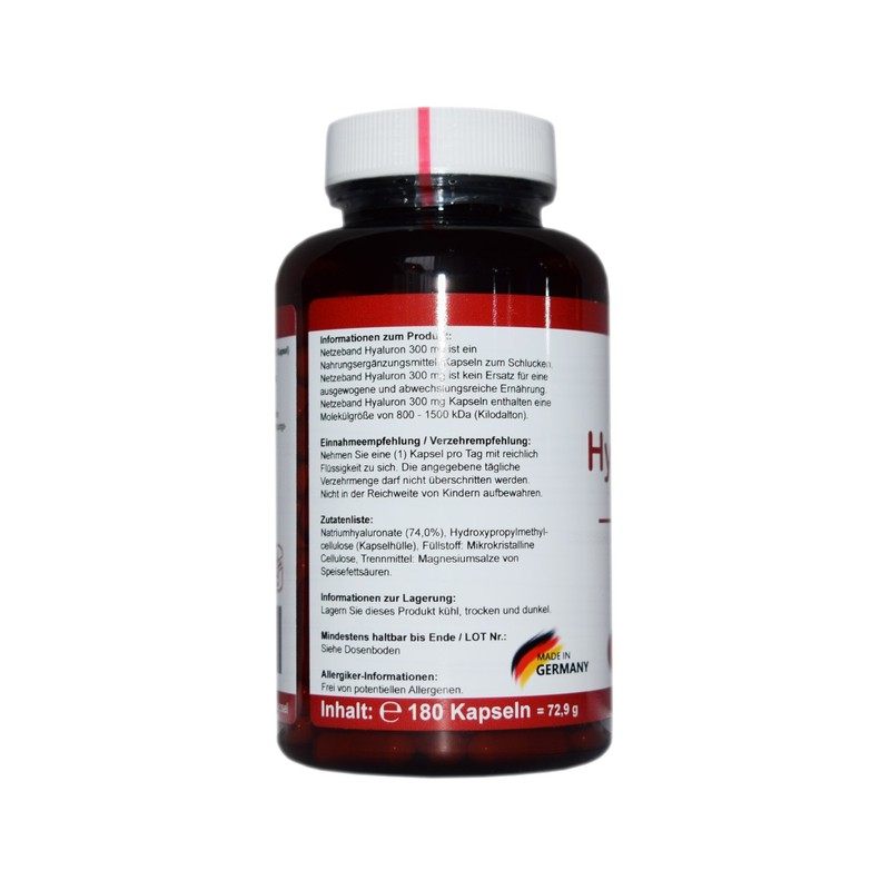 Premium Hyaluronic Acid Capsules, 300 mg per Capsules |180 Hyaluronsaeure