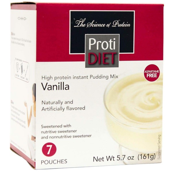 Protidiet High Protein Instant Pudding Mix (7-5.7 oz Pouches) (Vanilla)