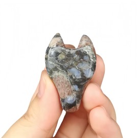 Sunshcat Sunshcat Natural Rhyolite Pocket Wolf Head Crystals and Healing Stone Figurine,1.57 Inchs DIY Jewelry Pendant